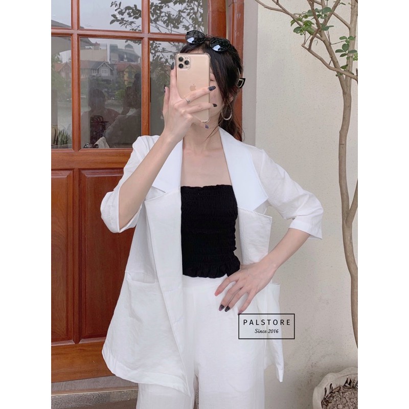 Áo blazer tay lỡ màu trắng | BigBuy360 - bigbuy360.vn