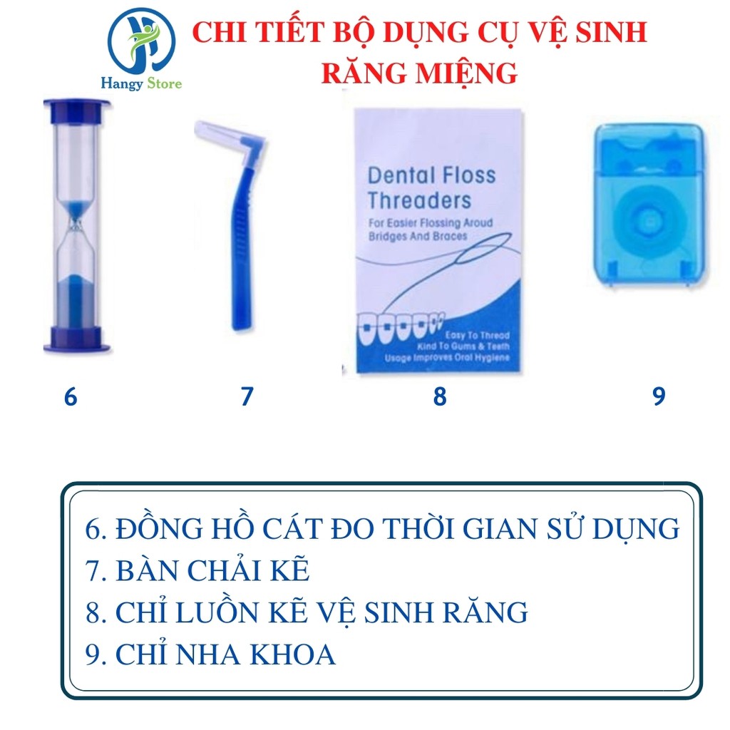 Bộ dụng cụ vệ sinh răng miệng 8 món h2ofloss nhập khẩu HANGY