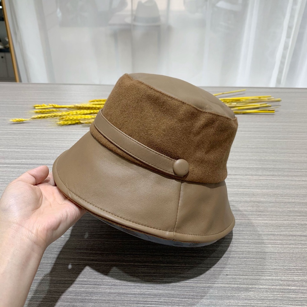 Nón vành da pu màu đen phong cách cổ điển Anh Quốc