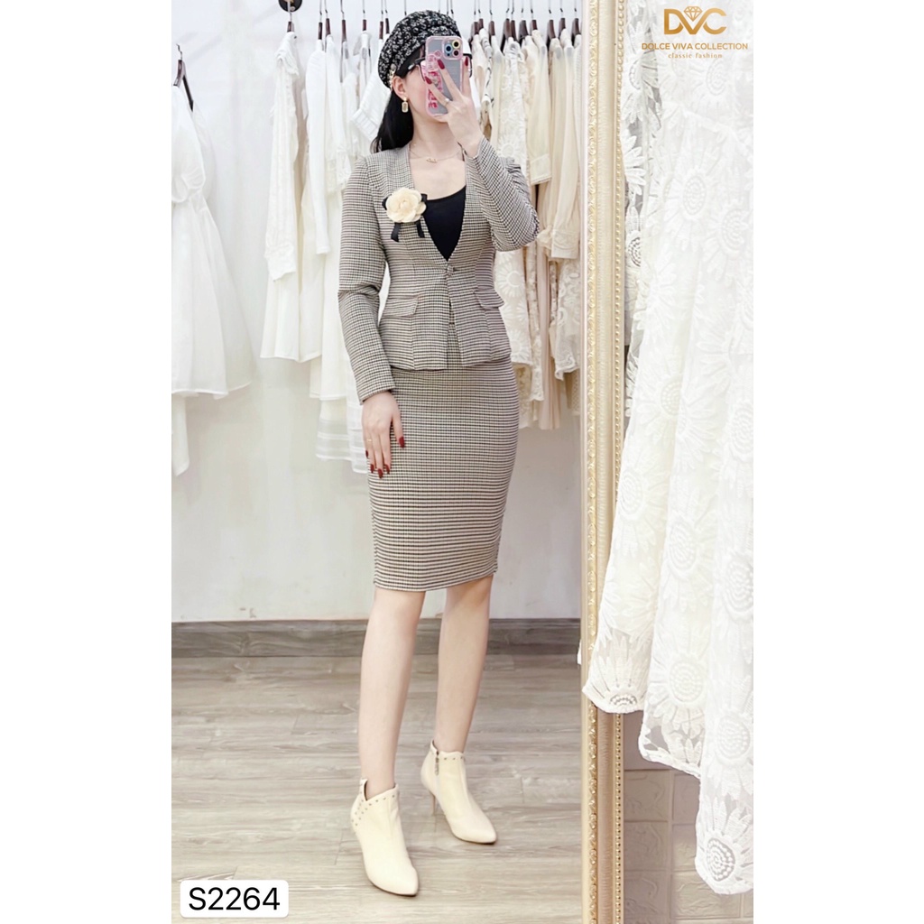 Set vest kẻ chân váy bút chì S2264 - DOLCE VIVA COLLECTION | BigBuy360 - bigbuy360.vn