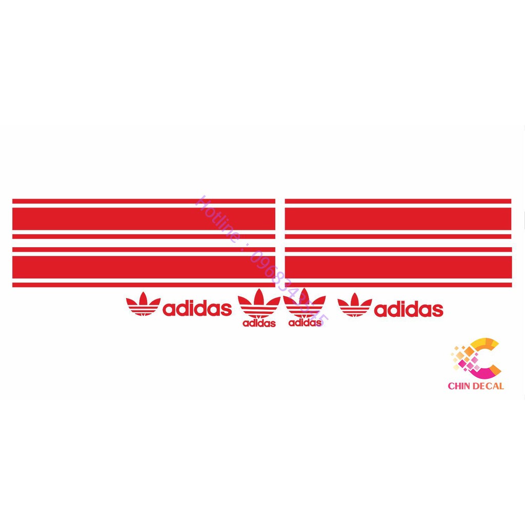 Tem chỉ Adidas dán trang trí xe Nhiều lựa chọn màu