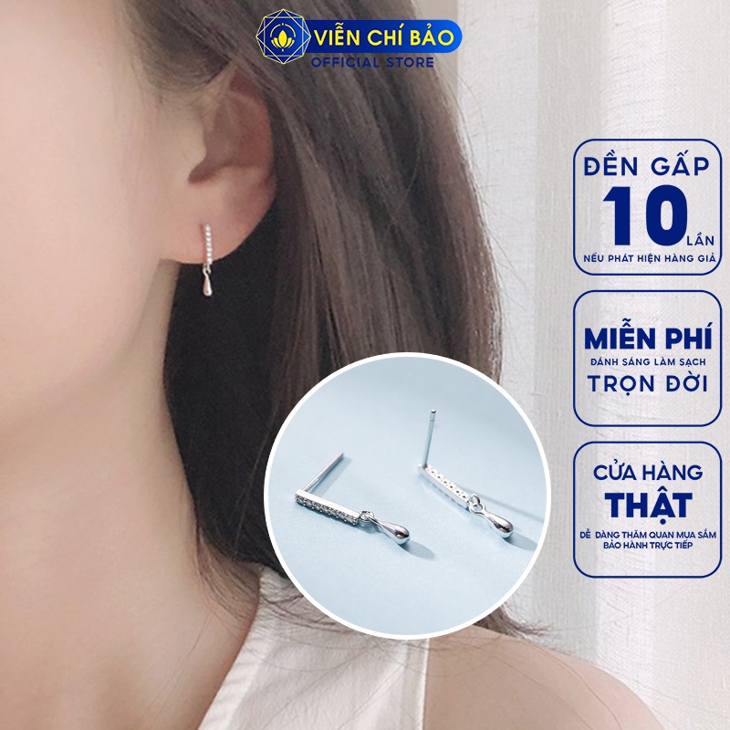 Bông tai bạc nữ giọt nước lấp lánh chất liệu bạc 925 thời trang phụ kiện trang sức nữ Viễn Chí Bảo B400293