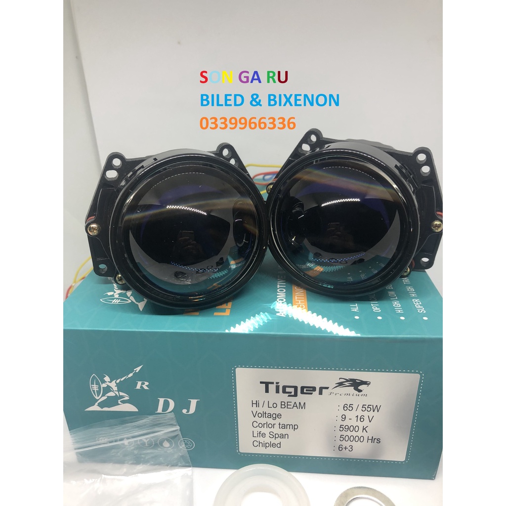 Đèn Bi led Lens Xạnh TIGER PREMIUM đui xoáy H4 H7 H11