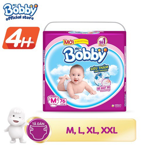 Tã dán Bobby cỡ M , XXL , XL 62 miếng