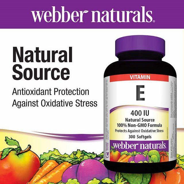 DATE 2/2025, Hàng Canada NEW Webber Natural 300 Viên Nang 400IU Vitamin E Giúp Da Chống Ô Hóa, giữ trẻ và Giảm Stress