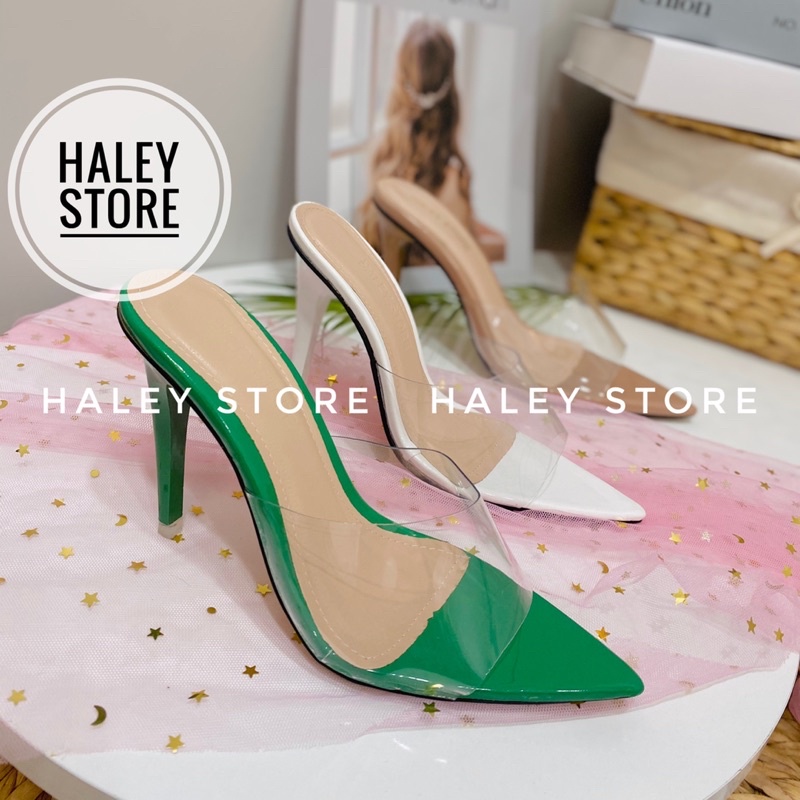 Guốc nữ cao gót xinh quai trong mũi nhọn đi chơi đi làm đi tiệc đi du lịch HALEY STORE