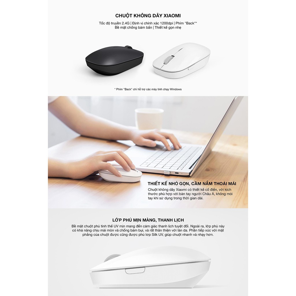 Chuột máy tính không dây Xiaomi Mi Dual Mode Wireless Mouse Silent Edition - Bluetooth 4.2 & RF 2.4GHz, Không tiếng ồn