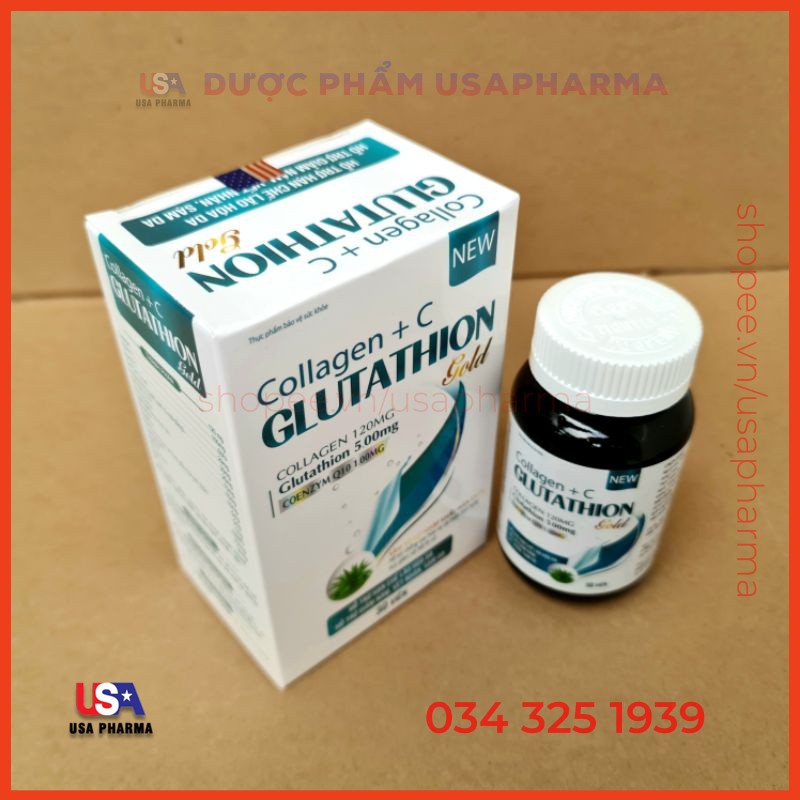 Collagen Glutathion USA, l-cystine đẹp sáng da, giảm nám sạm da - 30 viên