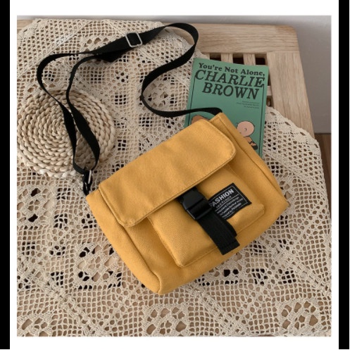 Túi đeo chéo 1 Belt mini Nam Nữ unisex FASHION vải canvas mềm, đẹp giá rẻ - Túi thời trang cá tính, trẻ trung