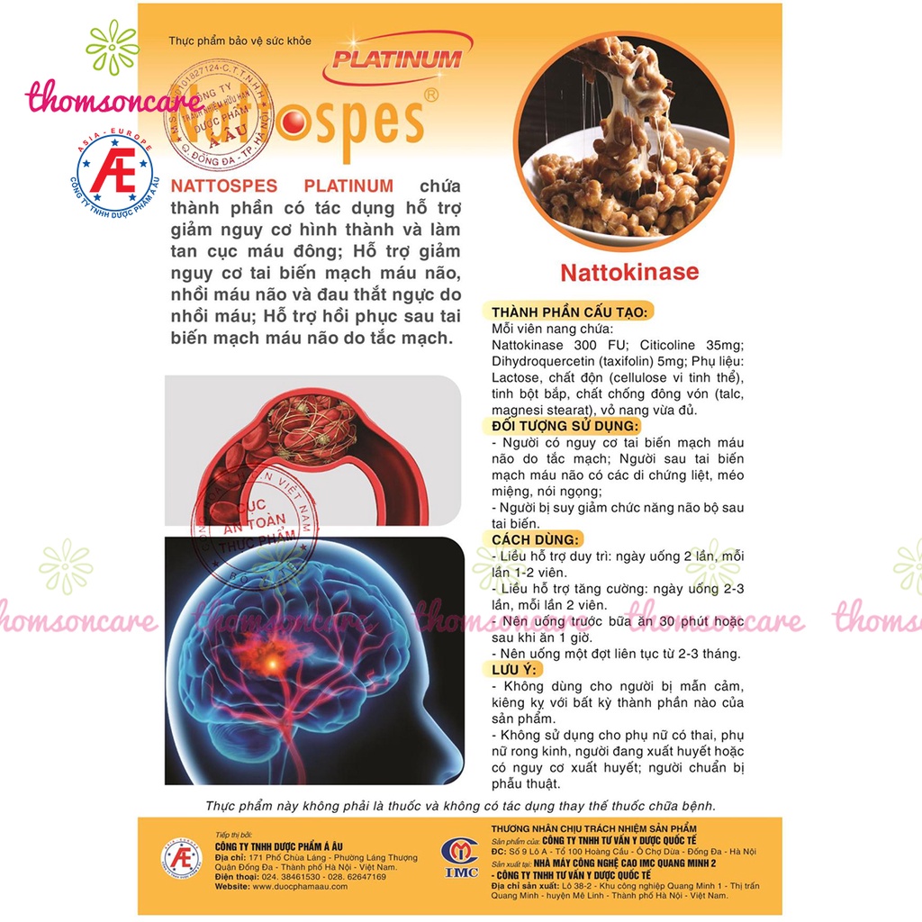 Nattospes Platinum Hàm lượng cao phòng ngừa tai biến, đột quỵ hiệu quả tốt hơn Natospes, có thêm Nattokinase