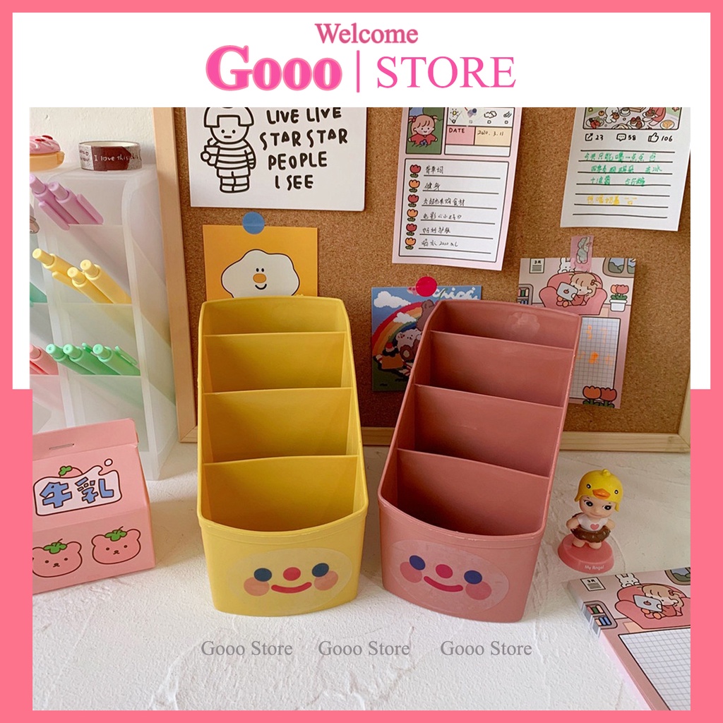 Hộp đựng đồ văn phòng đa năng 4 ngăn tiện lợi nhiều màu sắc