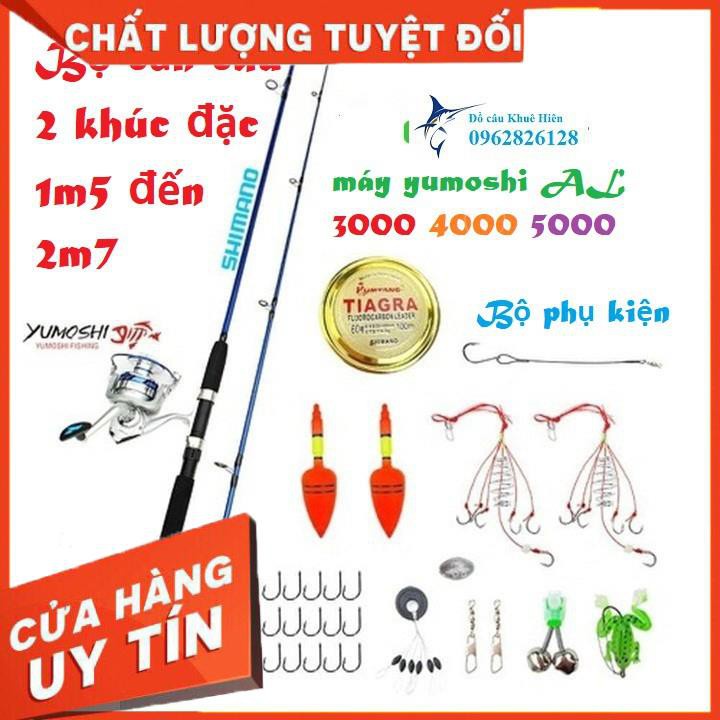 Bộ Cần Câu Máy 2 Khúc Đặc 1m5 đến 2m7 và máy yumoshi CL 3000 đến 5000 chất lượng