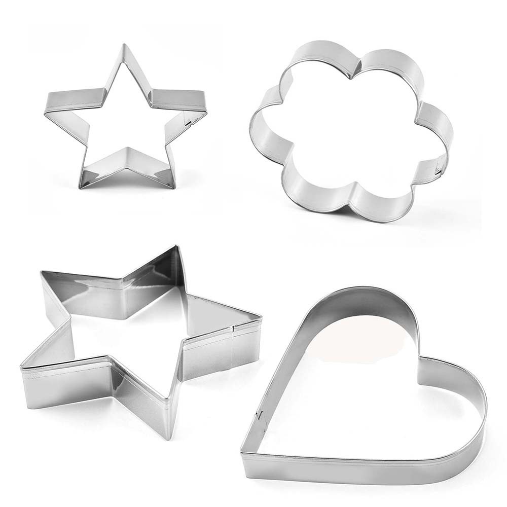 Bộ 5 khuôn cắt bánh quy hình ngôi sao / trái tim bằng thép không gỉ