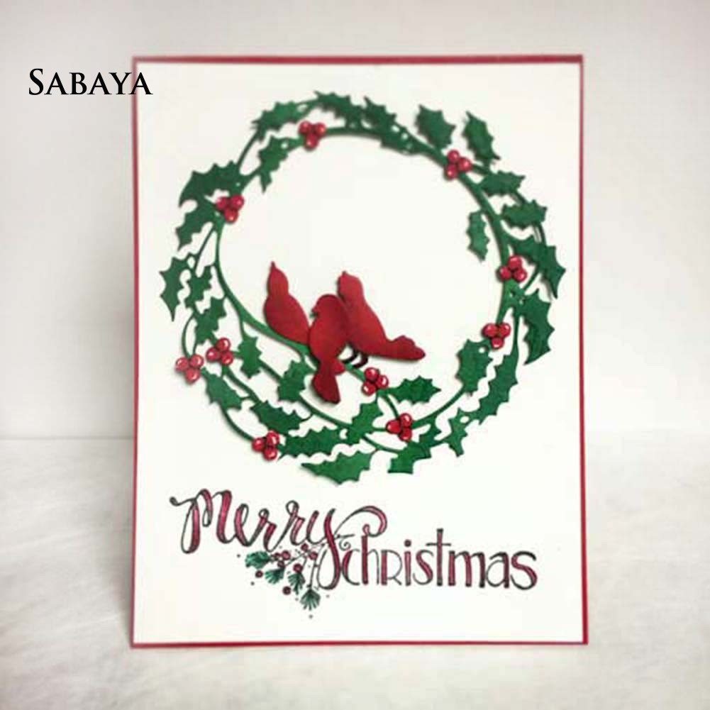 Khuôn cắt giấy làm từ kim loại hình vòng hoa và chú chim trang trí sổ lưu niệm