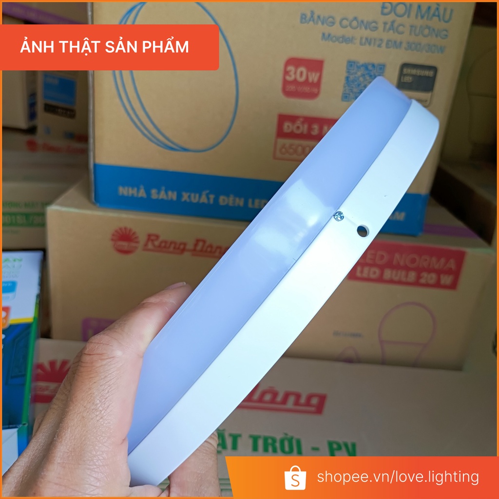 Đèn ốp trần TRÒN đế nhôm đổi 3 màu công suất 15w 22w 30w tràn viền LN12