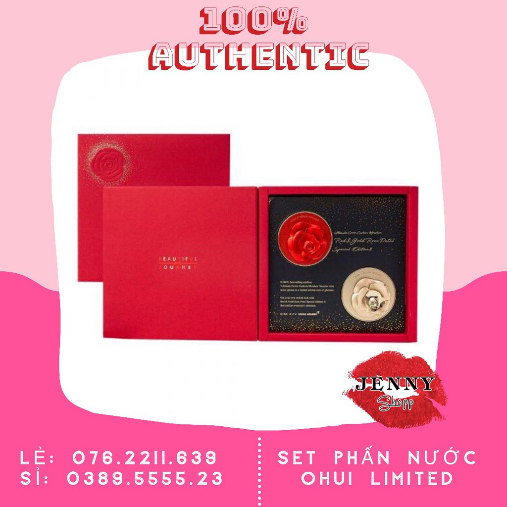 SET 2 PHẤN NƯỚC OHUI ULTIMATE COVER CUSHION MOISTURE RED & GOLD ROSE PETAL SPECIAL EDITION II