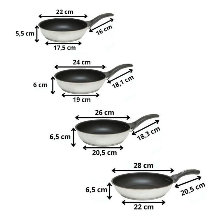Chảo Chống Dính Inox 430 3 Đáy Fivestar Standard - Dùng Nhiều Loại Bếp - 16cm/20cm/22cm/24cm/26cm/28cm - Hàng Chính Hãng