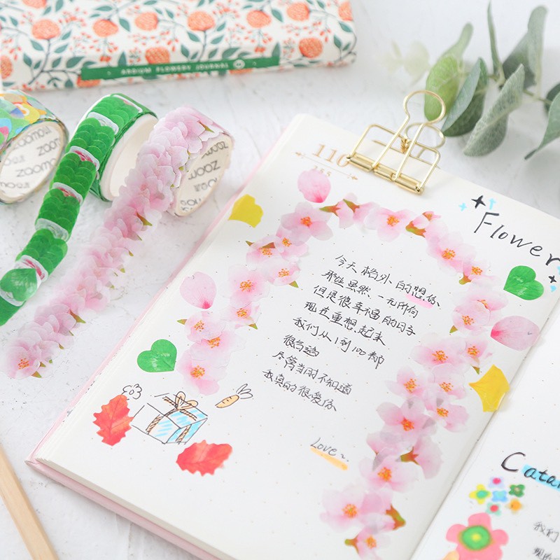 Cuộn 200 sticker washi hình hoa anh đào trang trí ST185
