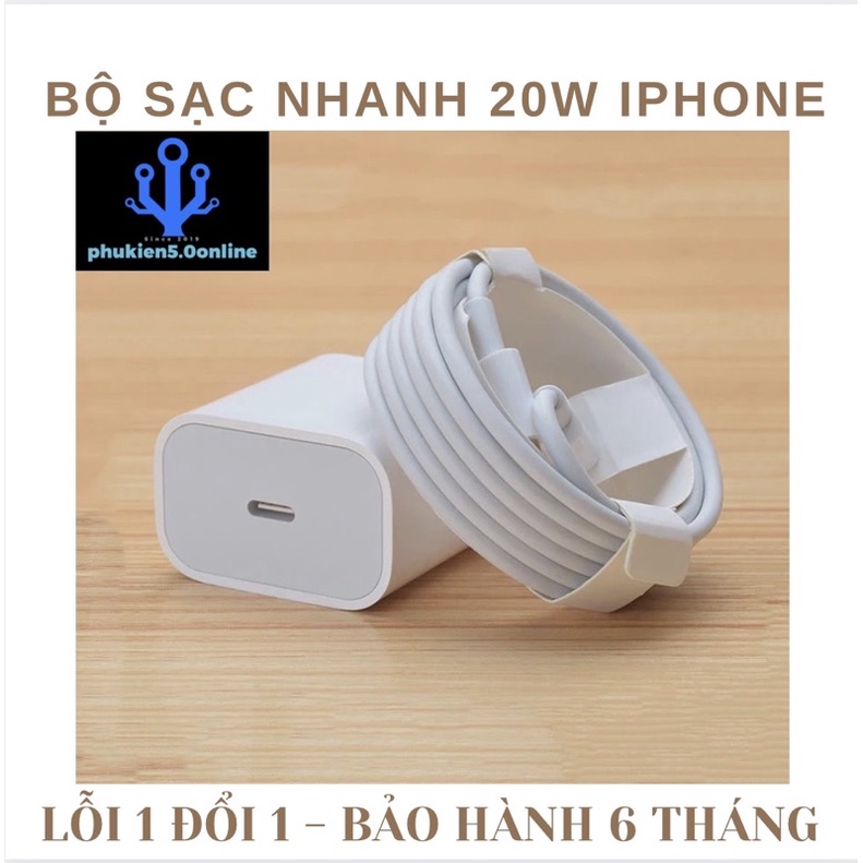 Bộ Củ Cáp Sạc Nhanh PD 20W iPhone/iPad Type C Lightning Chính Hãng - Tặng Kèm Bao Da - Bảo Hành 24 Tháng 1 Đổi 1