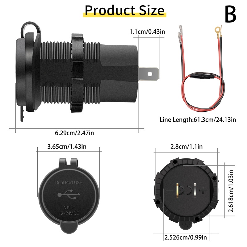 Củ Sạc Nhanh QC 4 0 PD Cổng Type-C 5V3A 9V3A 12V3A Cho Xe Hơi Xe Máy