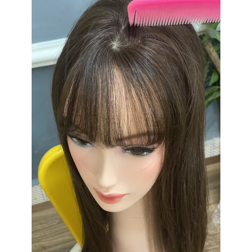 Tóc nguyên đầu bằng tóc thật 100% mượt đẹp siêu da 3D cao cấp 50cm