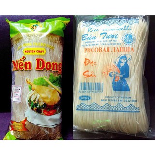 Combo 1 gói miến dong 500g xuất khẩu và 1 gói bún tươi 500g xuất khẩu Thanh Thủy