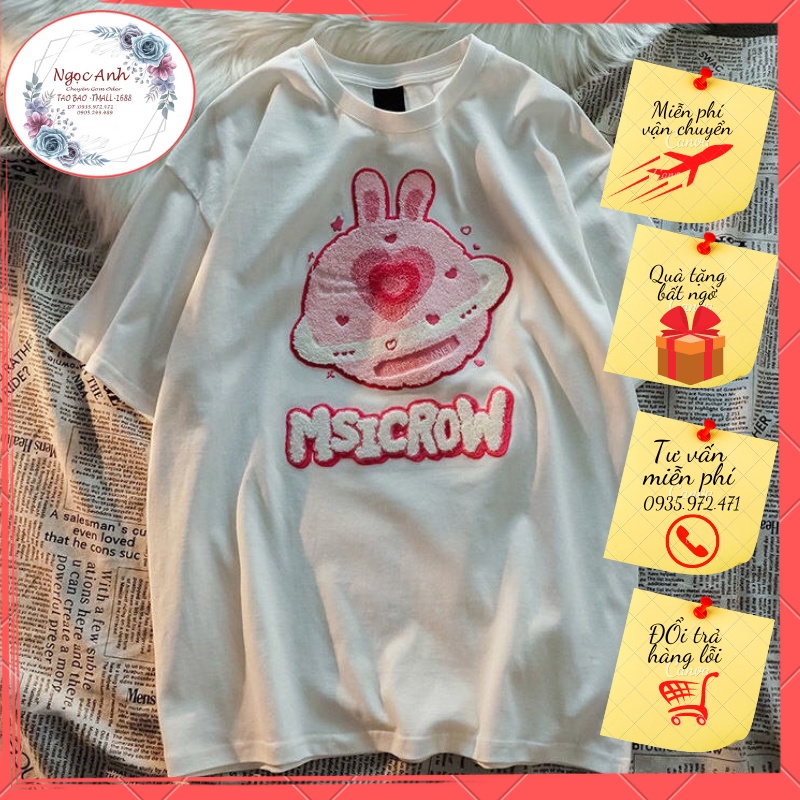 Áo phong nữ áo thun nữ tay lững phom dấu quần chất liệu thun cotton chi tiết được thêu/In nổi xinn xò MsicRow