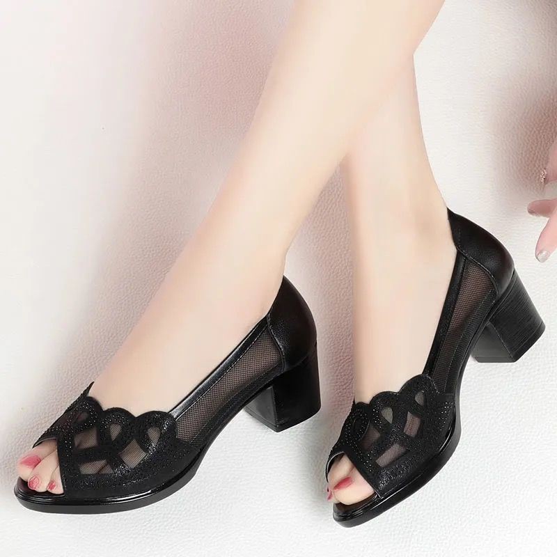 Giày Sandal Đế Thấp Thời Trang Cho Phụ Nữ Trung Niên