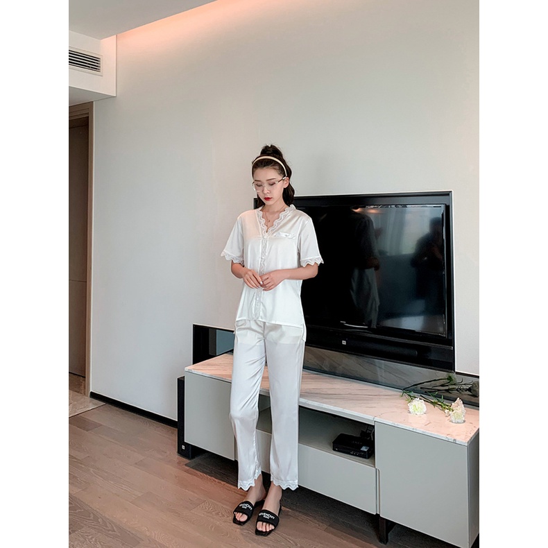 Bộ ngủ, bộ pijama, Set pizama , ngủ lụa phối ren , bộ-ngủ tiểu thư sang chảnh, Hàng Quảng Châu, Mặc Siêu Mềm Mịn | BigBuy360 - bigbuy360.vn