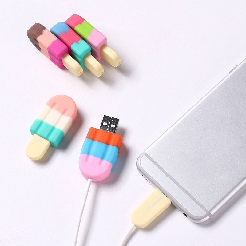 Phụ Kiện Bảo Vệ Dây Cáp Sạc Hình Cây Kem Cho iphone Samsung Android
