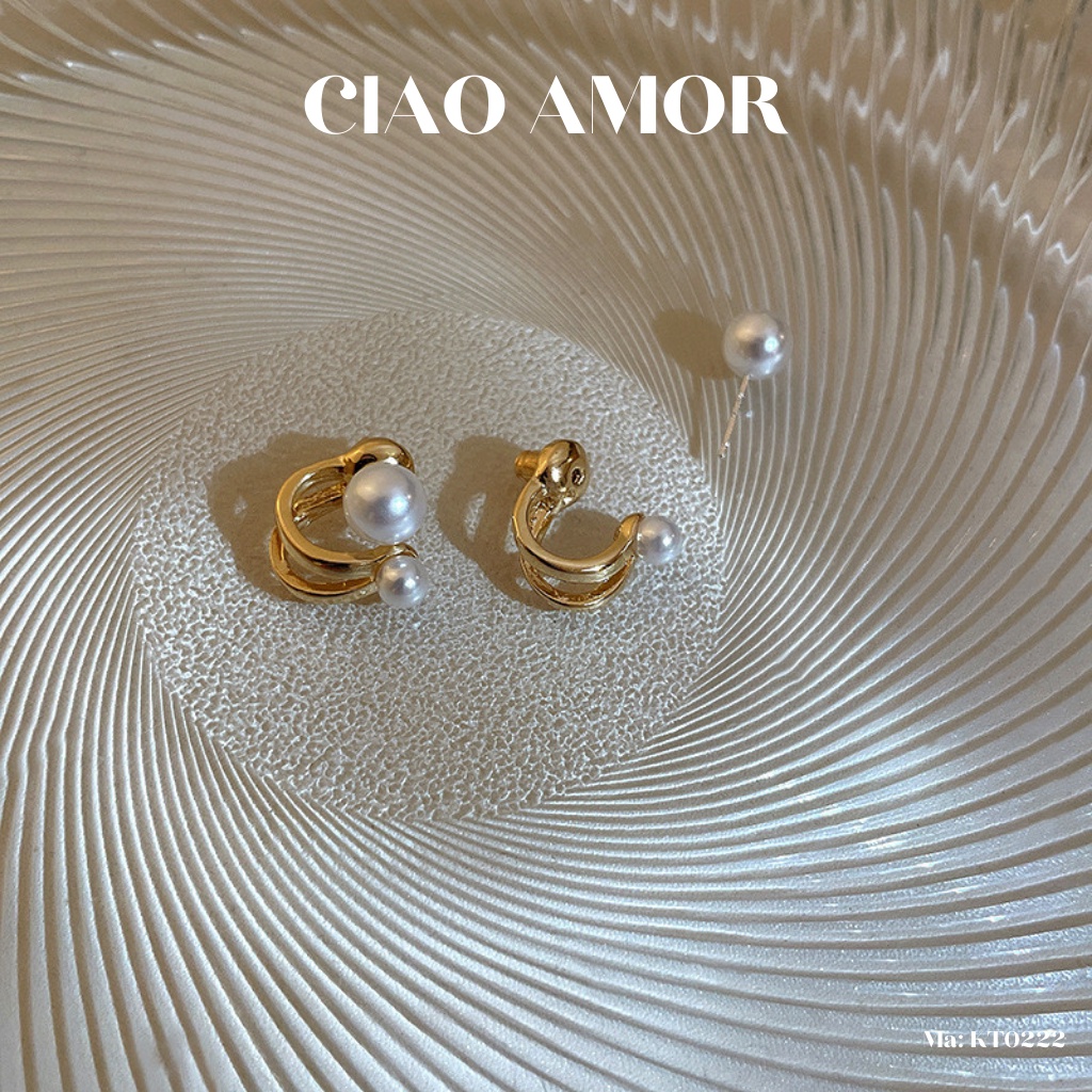 KT0222-Khuyên tai nữ, Hoa tai bạc 925 vòng sau đính ngọc trên Trang sức Ciao Amor