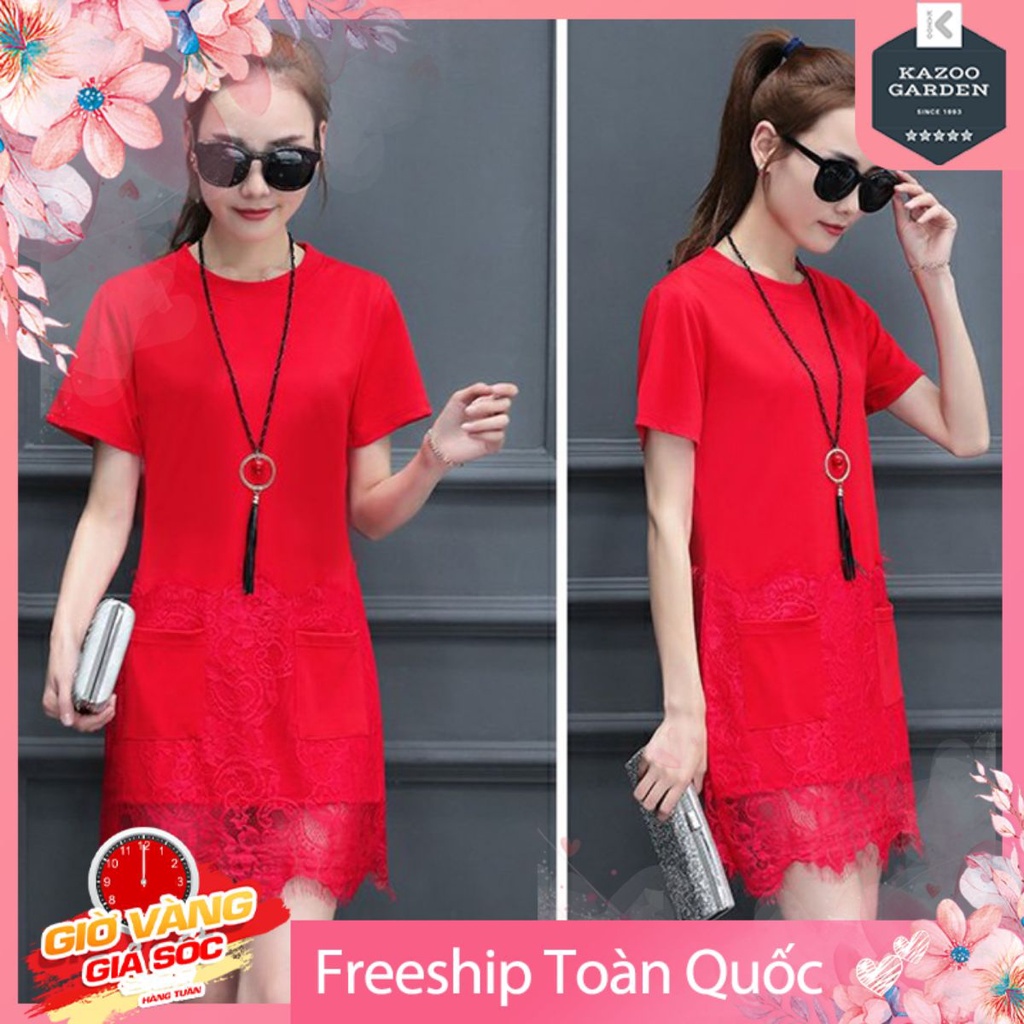 Váy Nữ - Đầm Nữ Chữ A - Váy Xuông Phối Ren Dáng Chữ A
