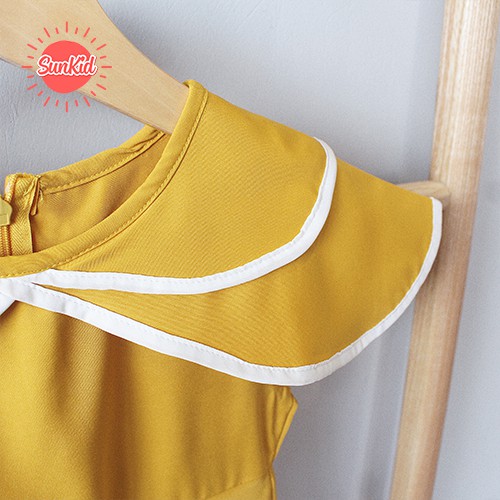 Váy đầm bé gái dáng suông cổ thuyền hai tầng vải trượt nhật cao cấp mùa hè Sunkid CT2 size trẻ em 4-12 tuổi