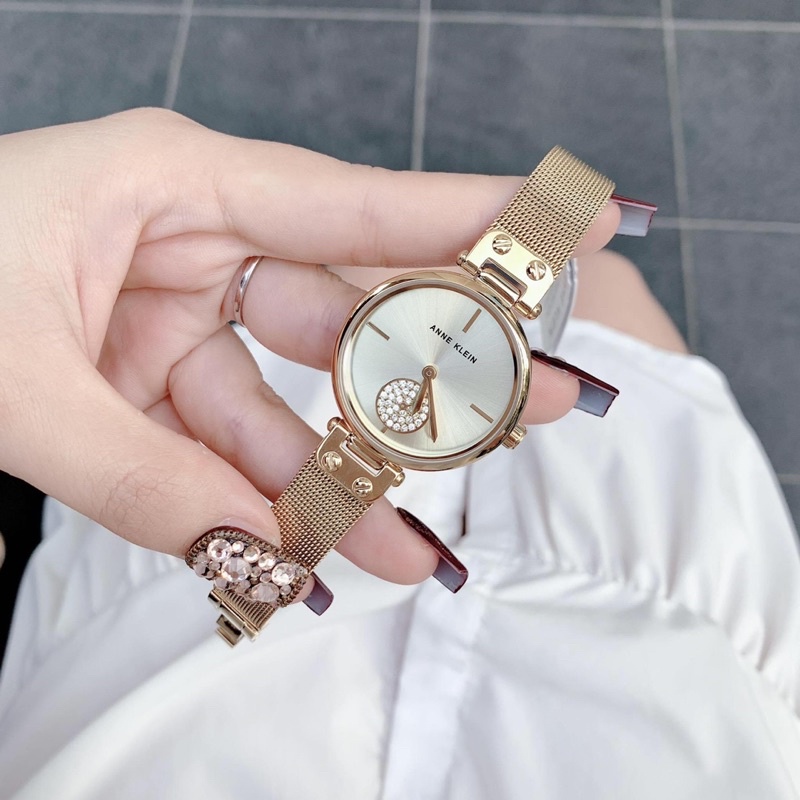 Đồng hồ ANNE KLEIN nữ model AK/3000CHGB dây mesh tone gold sang trọng