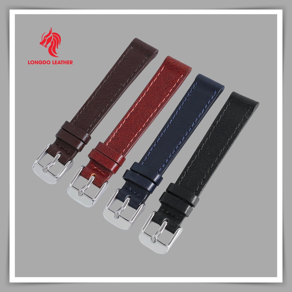 Dây đồng hồ da bò nữ chống thấm nước - Đủ size 12/14/16/18/20/22/24 - Thương hiệu Longdo Leather - FLEXIBLE