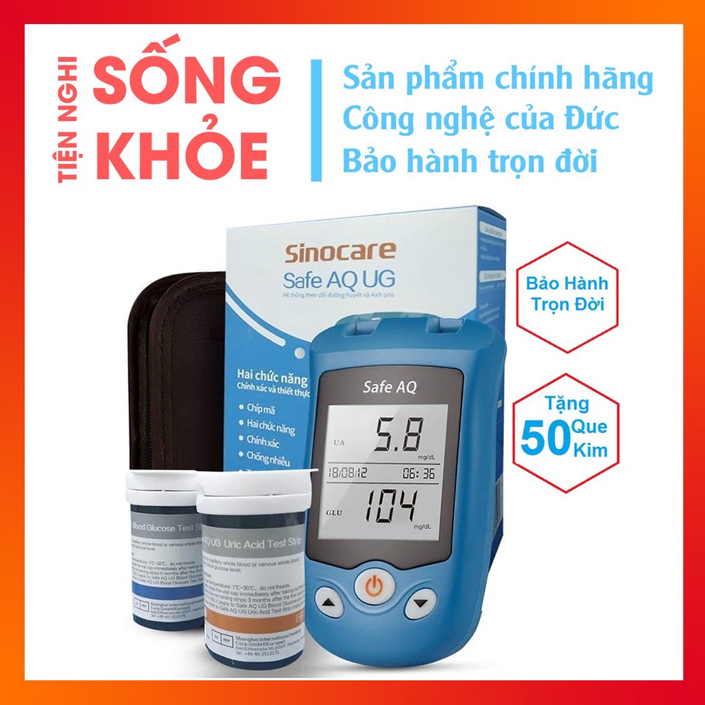 Máy Đo Tiểu Đường Và Axit Uric ( Bệnh Gút) 2 Trong 1 - Sinocare chính hãng - Công nghệ của Đức