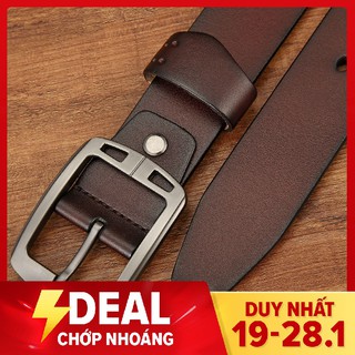 Dây nịt thắt lưng nam da bò thật khóa kim tặng đinh đục lỗ