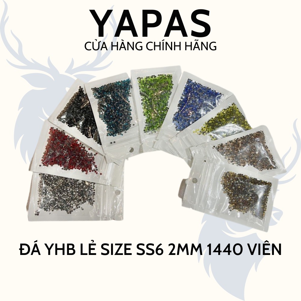 Đá đính móng chân keo YHB lưới lẻ size SS6 2mm 1440 viên, đá trang trí nail siêu sáng