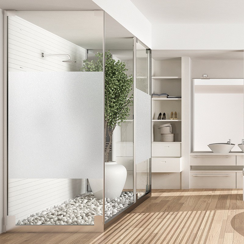 Giấy Decal dán kính trắng nhám không hoa văn làm mờ, chống nhìn xuyên qua, giảm bức xạ ánh nắng mặt trời,