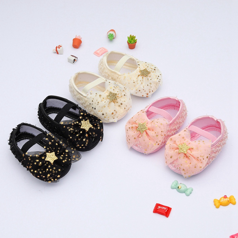 Giày lưới nơ bướm công chúa xinh xắn cho bé gái 0-18 tháng tuổi