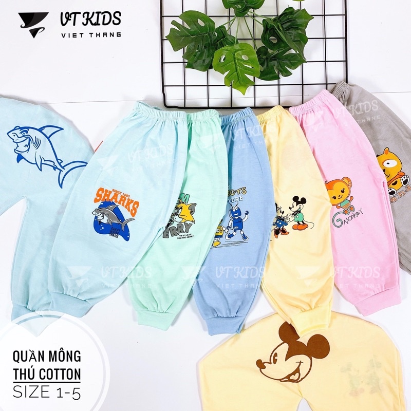 Quần chục dài cotton bo ống, in mông (1-5)