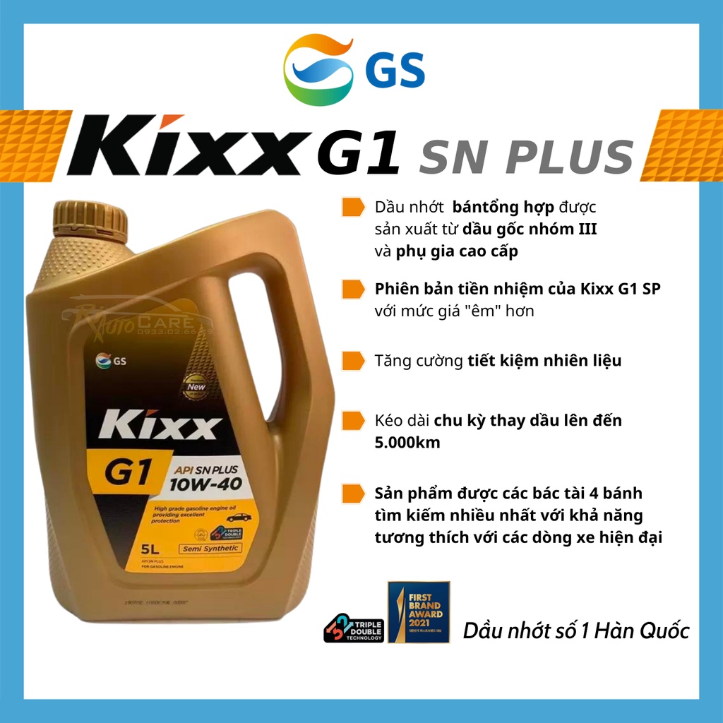 Kixx G1 10W-40 SN Plus 5L - Nhập Khẩu Hàn Quốc - Riautocare