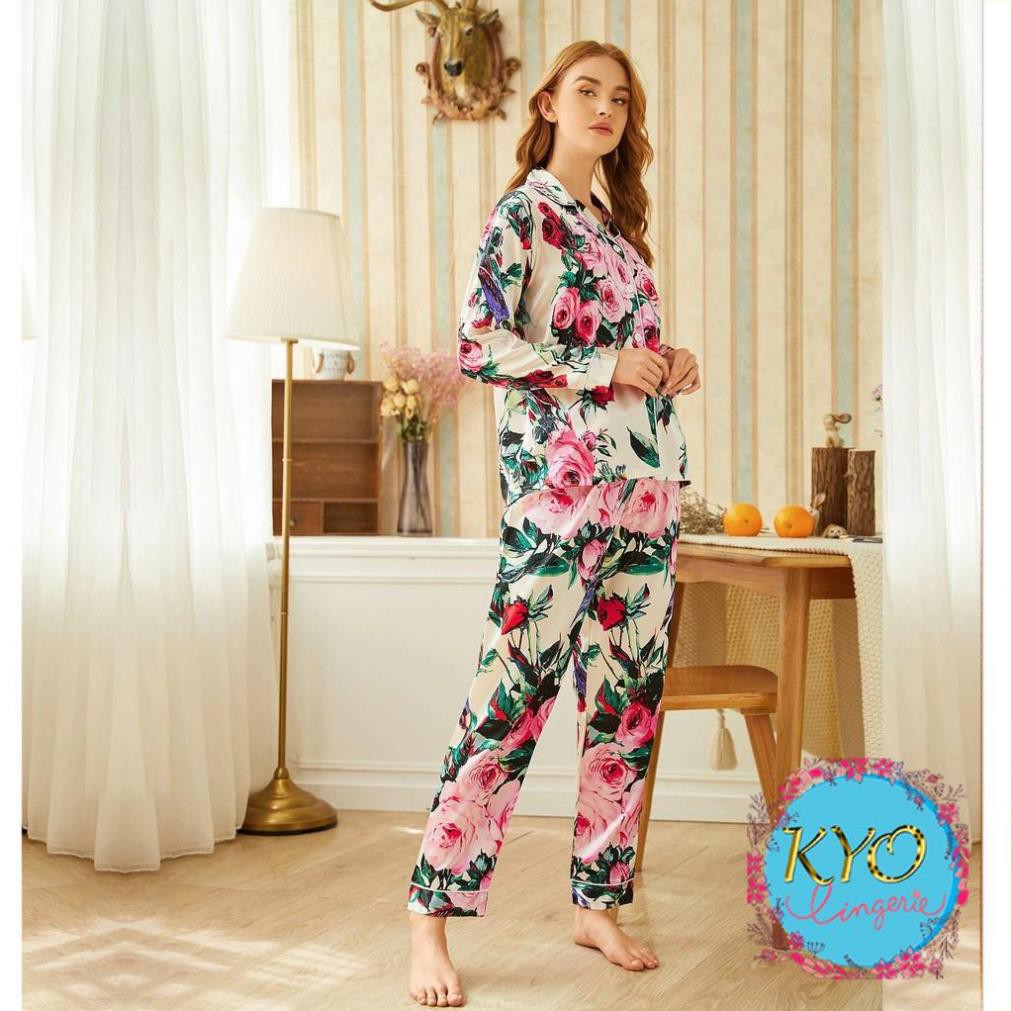 Bộ ngủ lụa ❤️ 𝐇𝐚̀𝐧𝐠 𝐜𝐚𝐨 𝐜𝐚̂́𝐩 ❤️ Bộ Pijama lụa đẹp quyến rũ dáng ngọt ngào B61