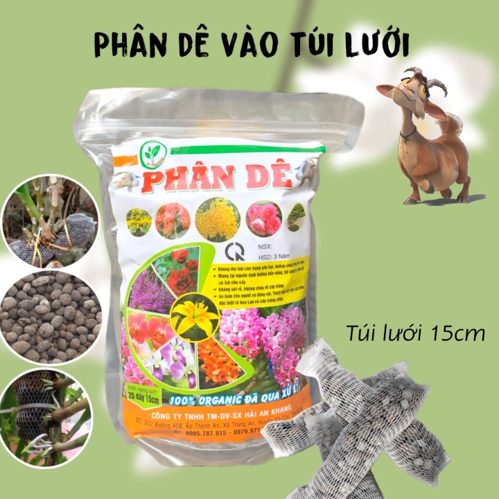 Phân dê - Vô túi lưới - 15cm - Bịch 20 túi