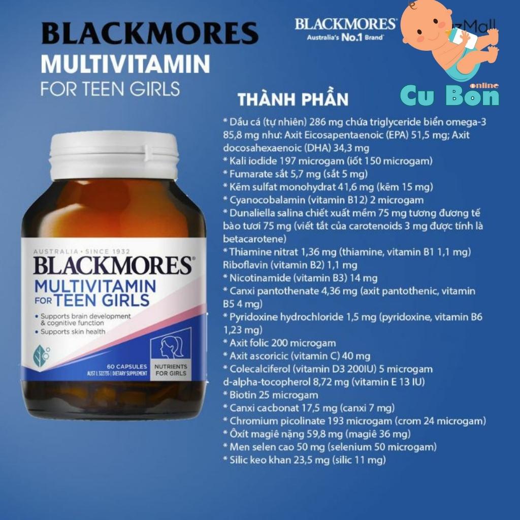 Viên uống Blackmores Multivitamin For Teen Boys/girls hộp 60 viên của Úc dành cho lứa tuổi dậy thì