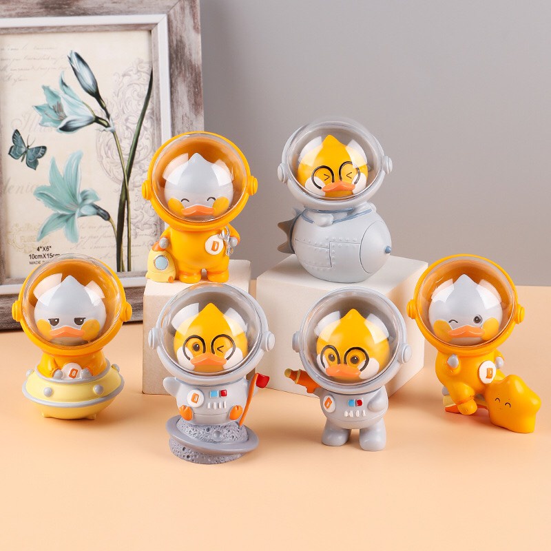 Set 3 mô hình chú vịt vàng cosplay Phi Hành Gia dễ thương trang trí bàn học, góc học tập, phòng ngủ-Ráp