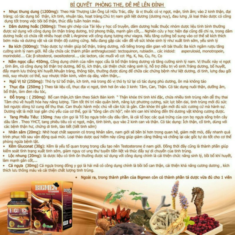 Viên uống BIGMEN TITANIUM mẫu mới nhất, date mới nhất