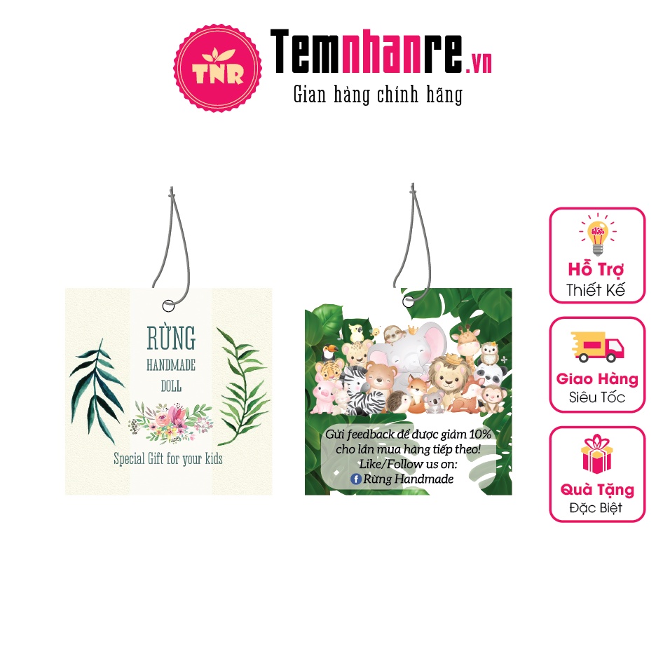 Combo 500 Tag giấy treo Temnhanre.vn kích thước 4x4 cm, 5x5 cm thiết kế miễn phí theo yêu cầu