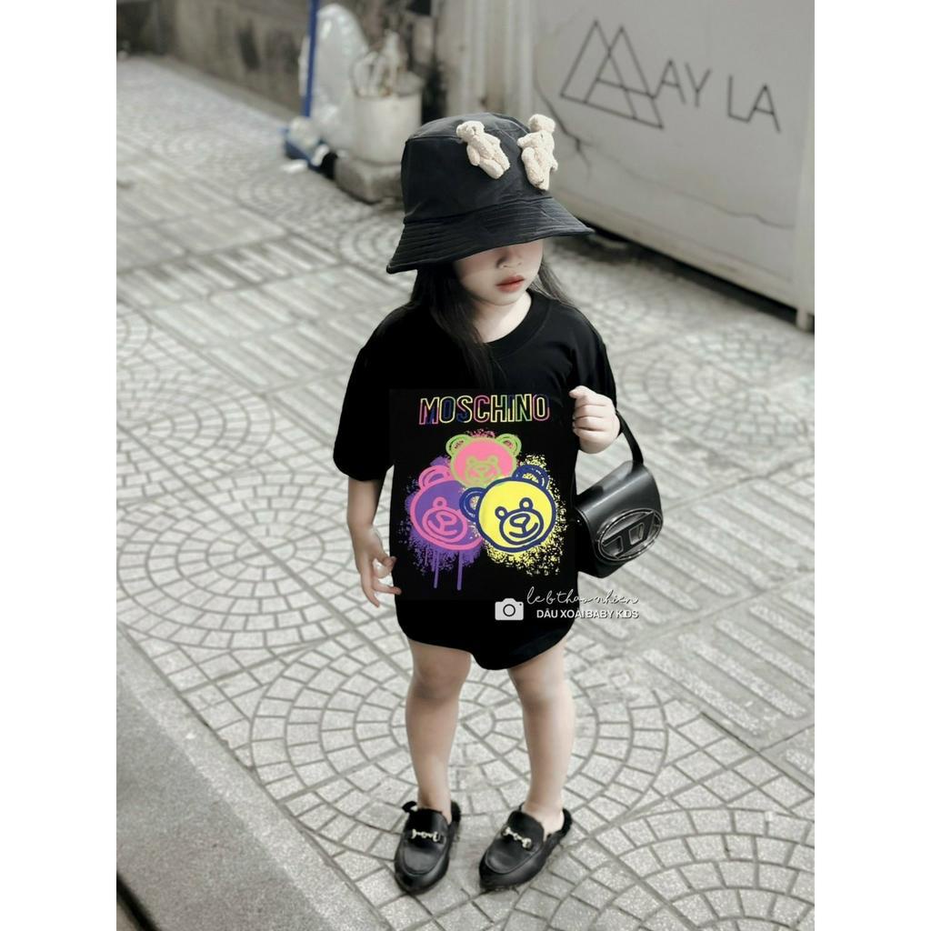 Áo thun moschinô gấu váy sơn 3 màu cho bé , áo phông trẻ em unisex , Kid_genz