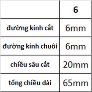 Mũi phay 6mm, 4 me cắt, chất liệu thép gió
